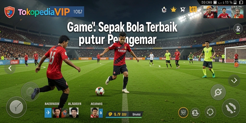 Tampilan permainan TOKOPEDIAVIP dengan aksi sepak bola yang mendebarkan.